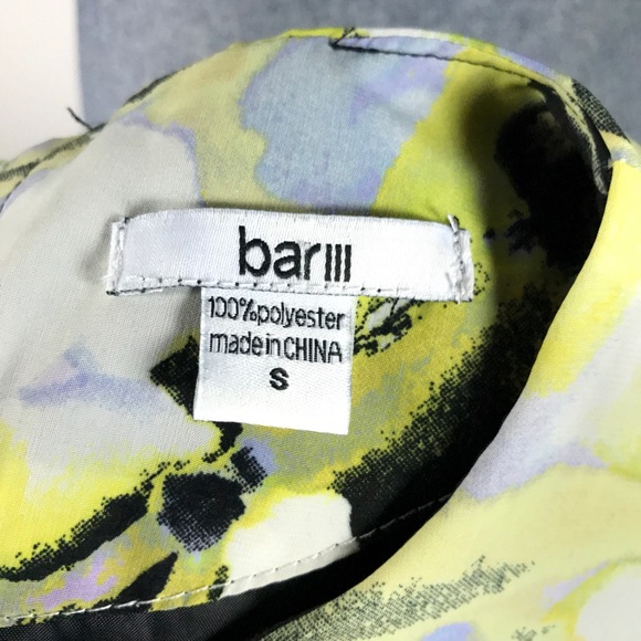 Bar III Women's Size S Yellow Floral Skater Dress - Picture 8 of 8